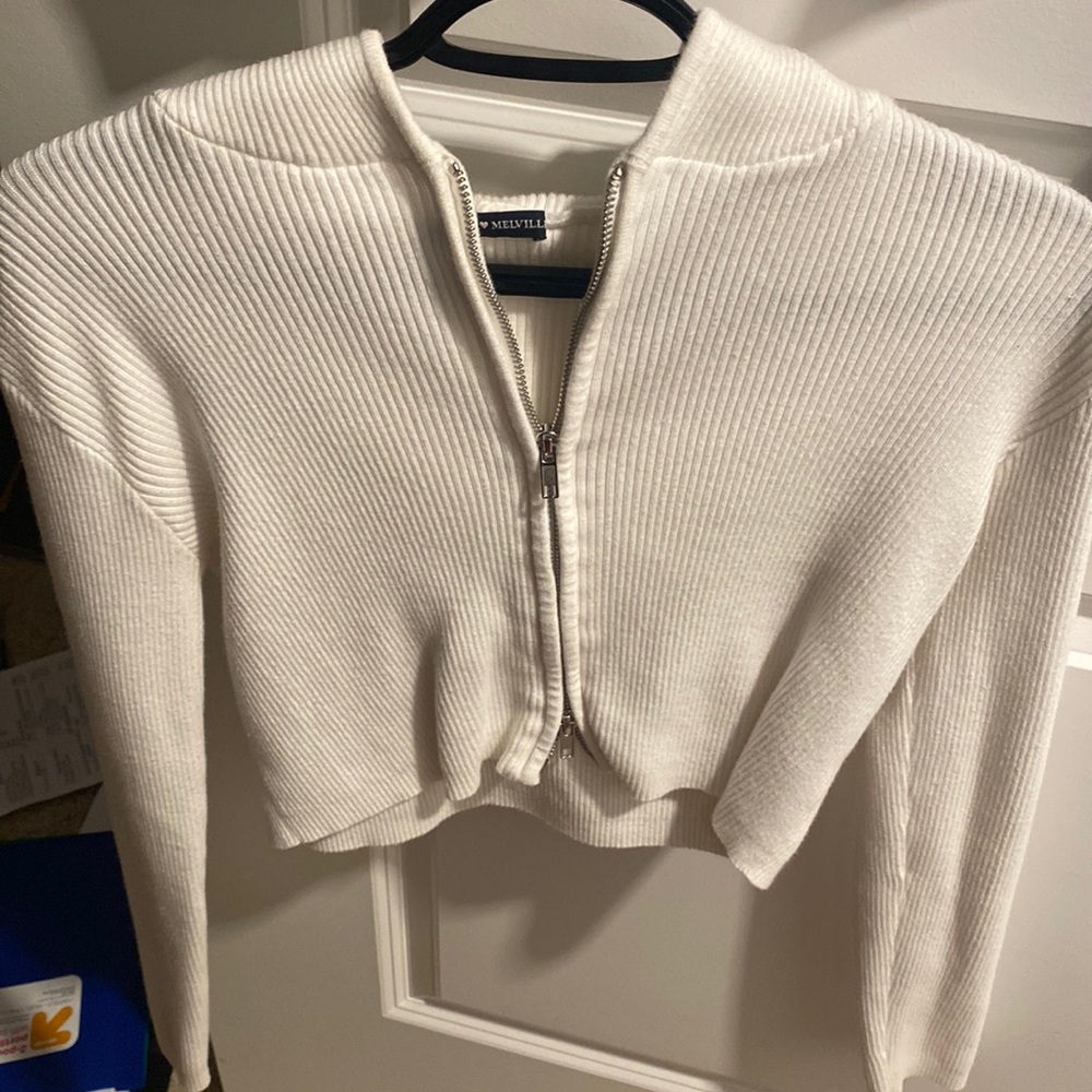 Brandy hooded double zip crop top